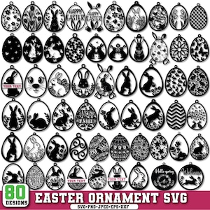 Ornamento pasquale SVG, Ornamenti coniglietto SVG, Uovo di Pasqua coniglietto SVG, Pasqua SVG, Appendino pasquale SVG, Ornamenti coniglietto SVG, Primavera SVG, Cricut e Silhouette