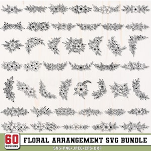 Bloemstukken svg, bloemen svg, bloem svg, bloemen rand svg, boeket bloemen svg, wilde bloemen svg, lente svg, Daisy SVG, Cricut & Silhouette