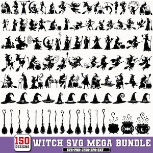 Hexe SVG, Halloween SVG, Halloween-Hexe SVG, Fliegende Hexe SVG, Hexenhut SVG, Horror SVG, Spukhaus SVG, Hexenbesen SVG, Cricut & Silhouette