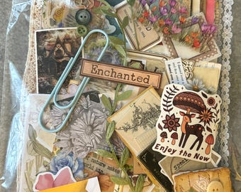 Floral Fairy Junk Journal starter kit. Fairy Junk Journal Kit | Enchanted Woodland Ephemera Pack | Cottagecore Scrapbook Supplies