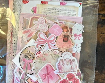 Perky in Pink Junk Journal/Collage kit! Pink Junk Journal Kit | Pink Ephemera Pack | Feminine Collage Supplies | Scrapbook Materials