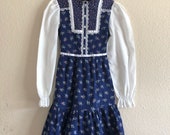 1970s Floral Prairie Dress Kids (6 7)