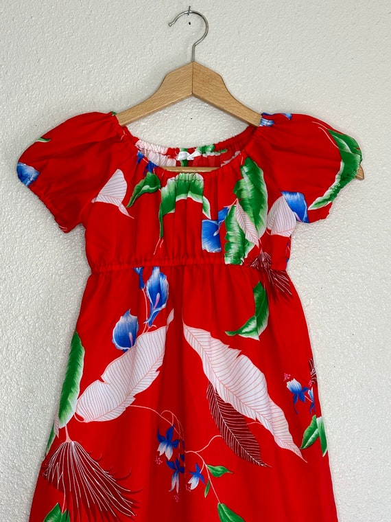 1980s Red Hawaiian Maxi Dress (6x) - image 3