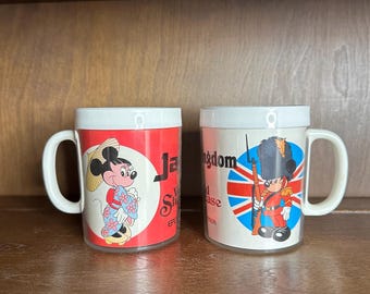 1980’s Disney Epcot Plastic Mugs UK Japan
