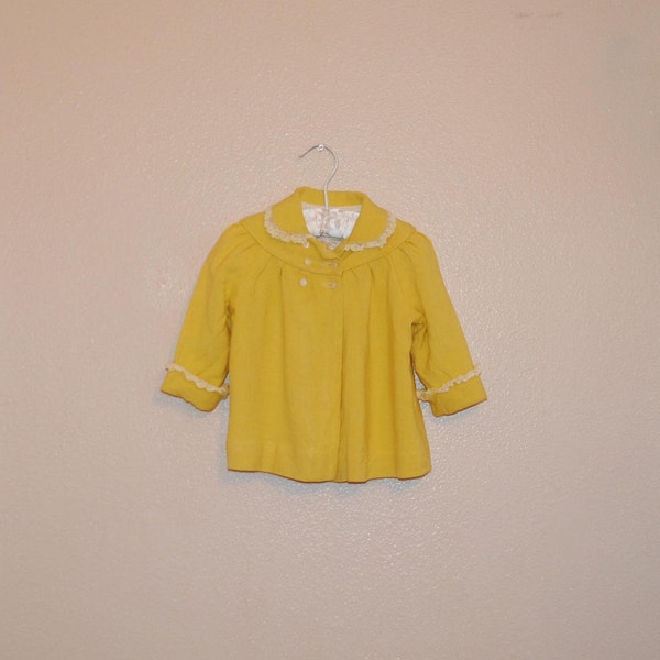 Gorgeous 1950s Sunshine Yellow Linen toddler Dress Jacket