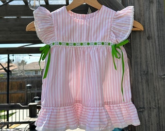 Vintage Pink Stripe Flutter Dress (3t)