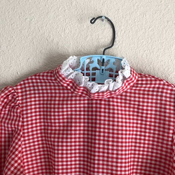 1970s Red Gingham Dress Kids (6x) - image 2