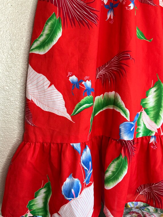 1980s Red Hawaiian Maxi Dress (6x) - image 5