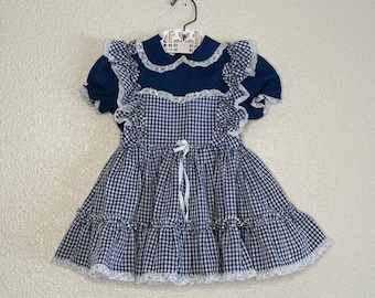 1980s Mini World Blue Gingham Dress (2t)