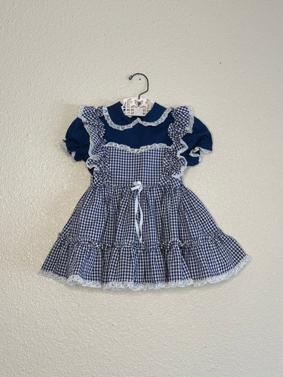 1980s Mini World Blue Gingham Dress (2t)