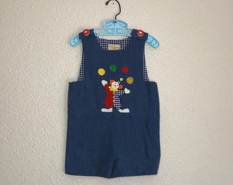 Vintage Patchwork Clown Romper (2t)