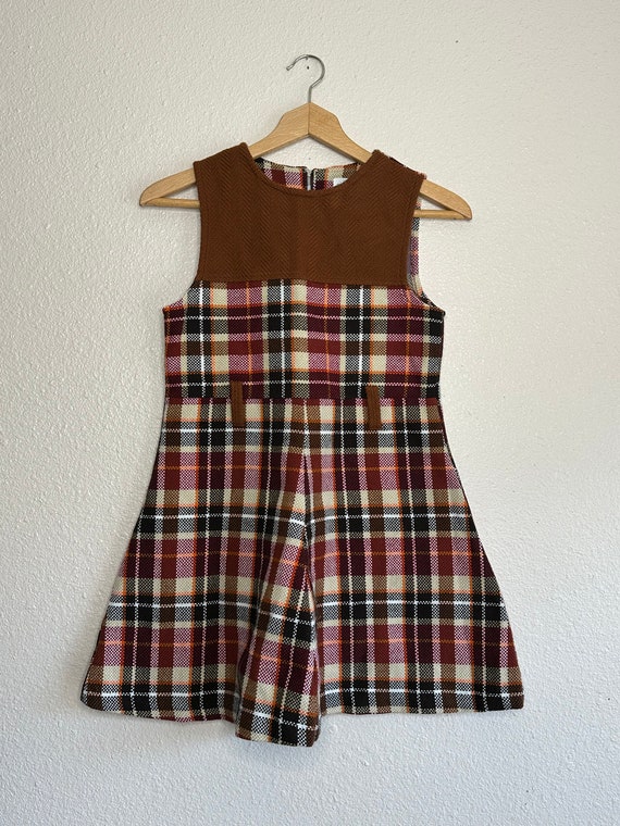 1960’s Brown Plaid Mod Dress Kids (10/12)