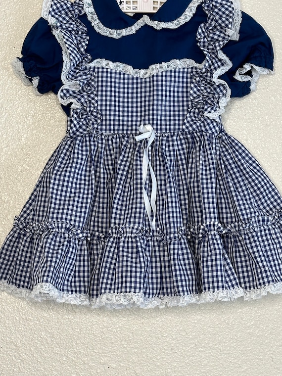 1980s Mini World Blue Gingham Dress (2t) - image 2