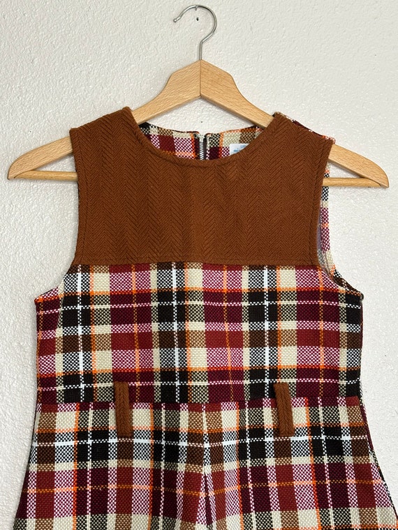 1960’s Brown Plaid Mod Dress Kids (10/12) - image 2