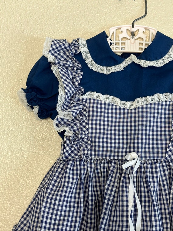 1980s Mini World Blue Gingham Dress (2t) - image 5