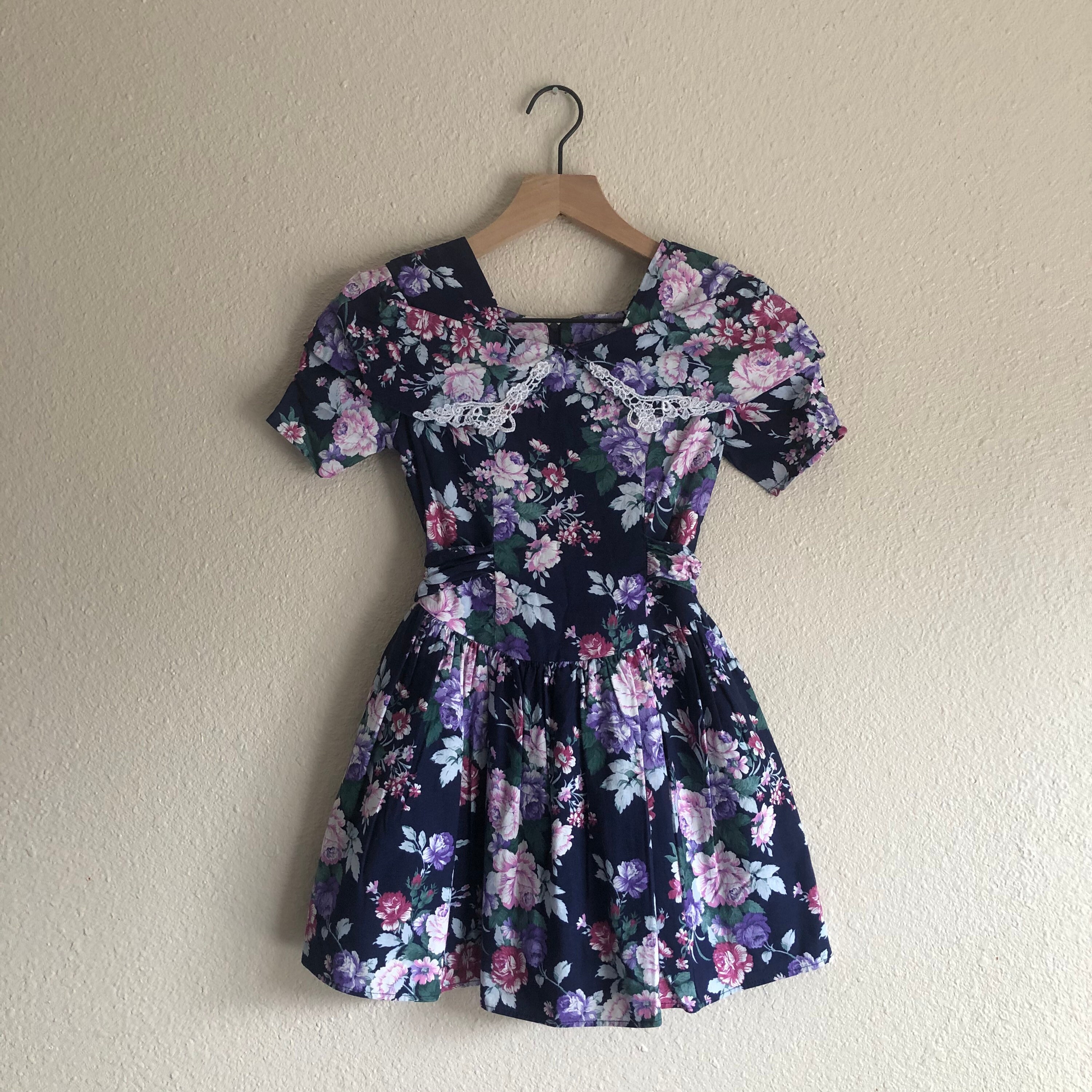 90s Floral Shoulder Wrap Dress Kids 6x | Etsy