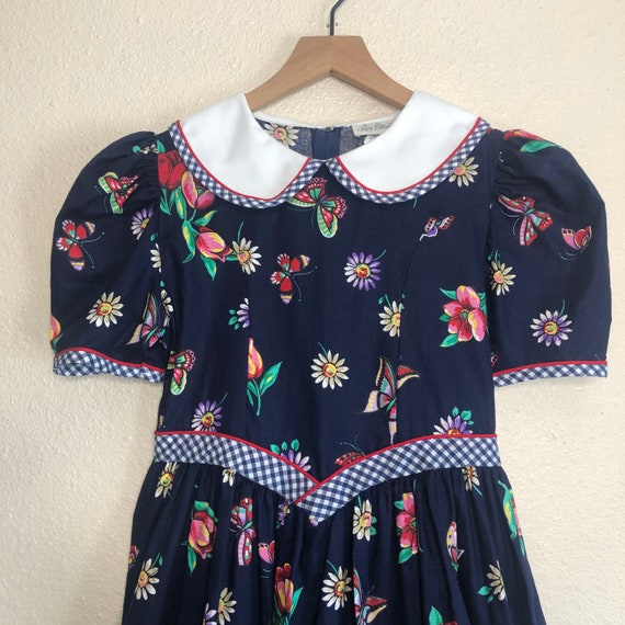 90s Floral Butterfly Dress Girls (12/14) - image 1