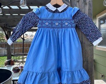 Polly Flinders Blue Smocked Dress
