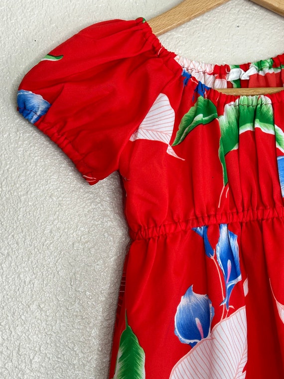 1980s Red Hawaiian Maxi Dress (6x) - image 4