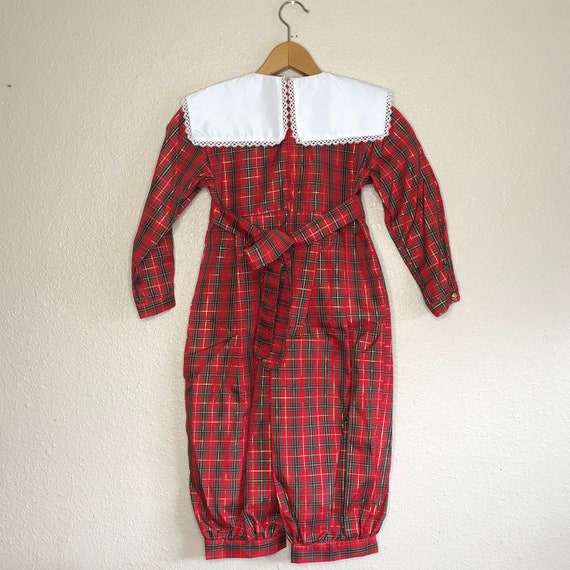 Vintage Shiny Plaid Holiday Jumpsuit (4t) - image 5