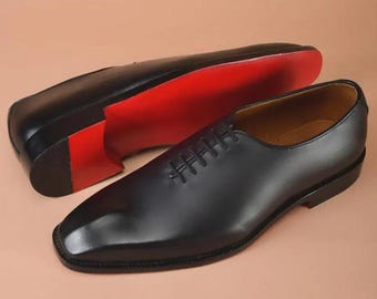 Christian Louboutin Men’s Black Oxford Shoes | Handmade Calf Leather Red Sole party shoe