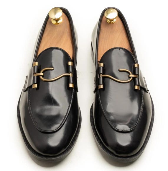 Handmade Black Leather Loafers – Handmade Classic Slip-on  display picture 1