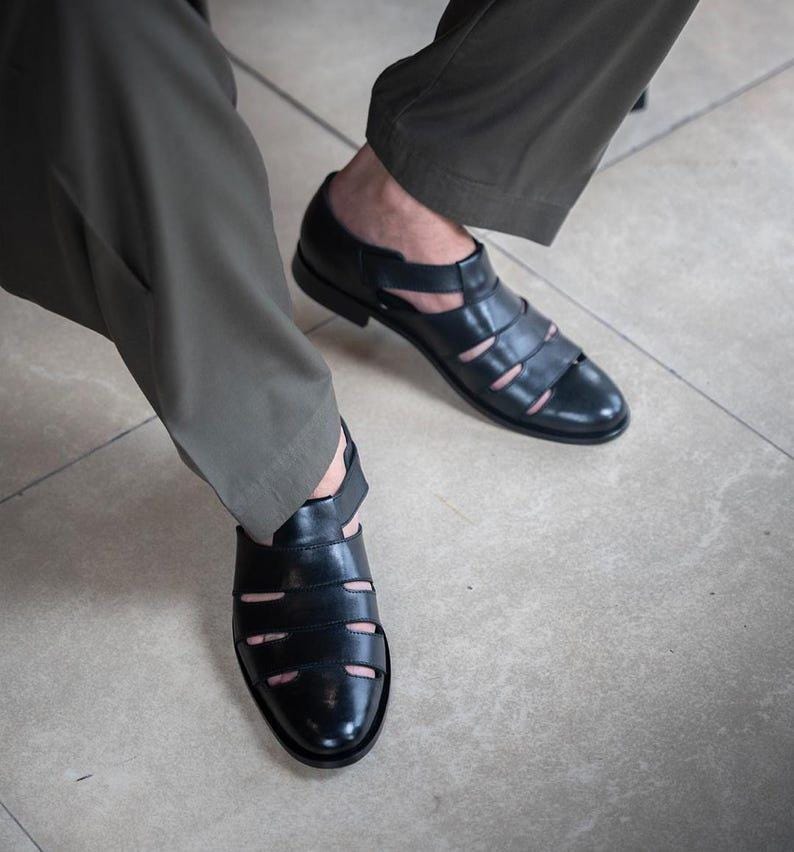 Handgjorda herrsandaler i läder: Vadderat hålfotsstöd Äkta läder Chappal bild 2