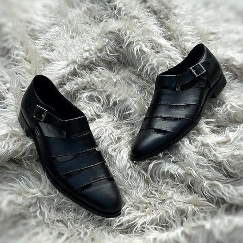 Handgjorda herrsandaler i läder: Vadderat hålfotsstöd Äkta läder Chappal bild 5