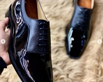 Men’s Handmade Patent Leather Oxford Shoes | Classic Formal Wedding Footwear