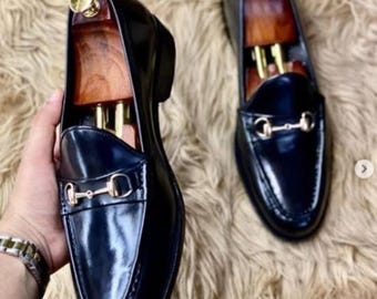 Handmade Leather Loafers: Men's Black Slip-On Dress Shoes