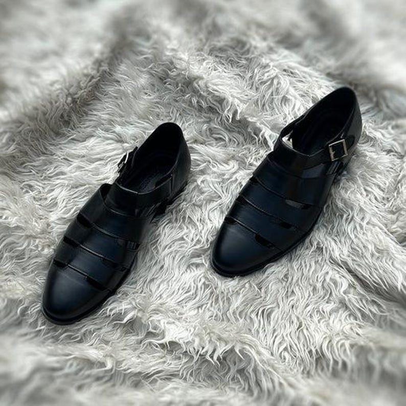 Handgjorda herrsandaler i läder: Vadderat hålfotsstöd Äkta läder Chappal bild 3