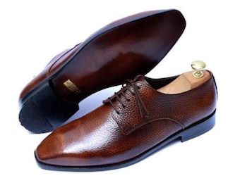 Handmade Brown Leather Oxford Dress Shoes: Classic Lace-Up Formal Wear