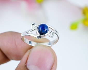 Handmade Sterling Silver Lapis Lazuli Ring – Size 5 to 12