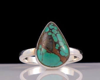 Sterling Silber Türkis Ring - Handgemachter Edelstein Ring, Größe 5-12
