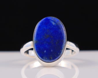Handmade Sterling Silver Lapis Lazuli Ring – Size 6 to 12