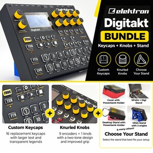 Elektron Digitakt Customization Bundle – Keycaps, Knurled Knobs & Desktop Stand – 3D Printed Upgrade Kit