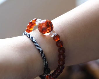 Pulso de la Tierra / Pulsera Energética del Chakra Raíz / Granate, Cuarzo Fuego y Turmalina Marrón