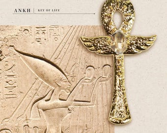 Collar Ankh del antiguo Egipto, plata de ley 925, colgante de cristal de diamante Herkimer, joyería de protección espiritual, regalo para ella