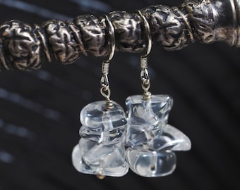 Pendientes de plata de ley con cristales blancos / Joyería espiritual hecha a mano