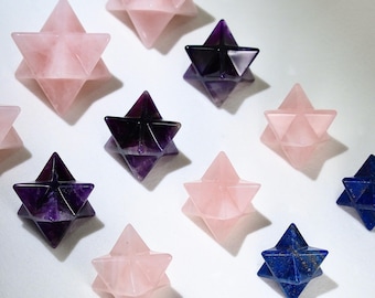 Vehículo de Luz Merkaba Sagrado - Piedras preciosas naturales talladas a mano para meditación, equilibrio de chakras y protección del aura - Tetraedro Estelar