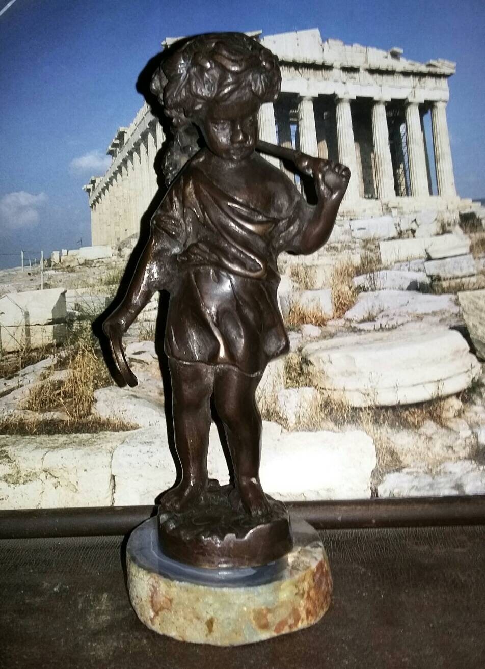Vintage Bronze Child Statue Putti Cherub Grapes Etsy UK