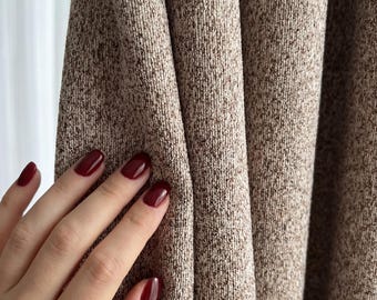 Cortinas opacas con aspecto de lino, cortinas térmicas plisadas estilo rústico, color moca.