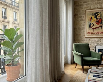 Cortinas transparentes de algodón y lino natural para dormitorio y sala de estar.