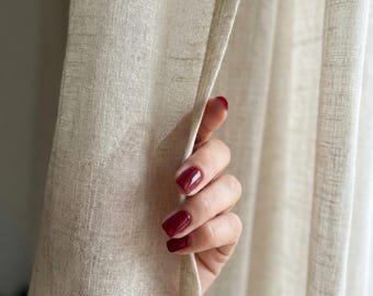 Cortinas transparentes de algodón natural con aspecto de lino para dormitorio y sala de estar, cortinas transparentes personalizadas para ventanas, panel de cortina de cafetería plisado transparente para riel