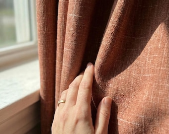 Custom Size Extra Long Natural Cotton Blackout Curtains for Living room and Bedroom, Rod Pocket Thermal Curtains, Linen Look Room Darkening