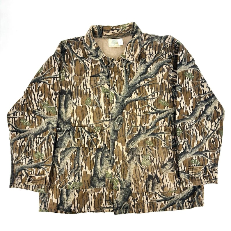 Vintage 80s Mossy Oak Treestand Camo Jacket Mens XL 3-Pocket Hunting USA Vtg image 1