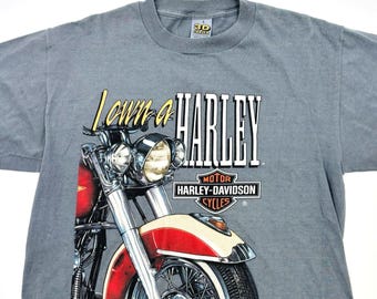 Vintage Harley Davidson 3D Emblem T Shirt Tee Men's Large Gray