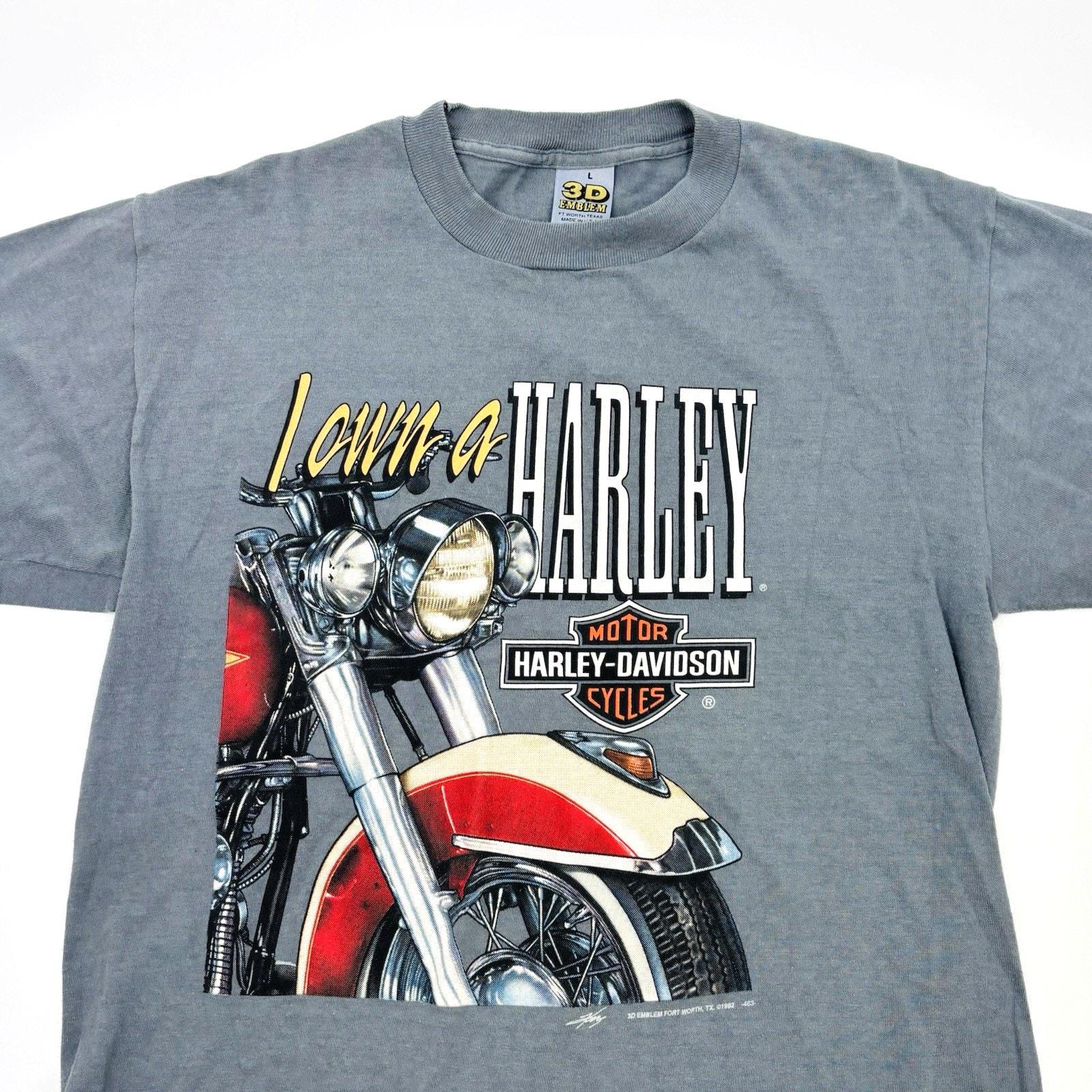 Vintage Harley Davidson 3D Emblem T Shirt Tee Men's Large Gray