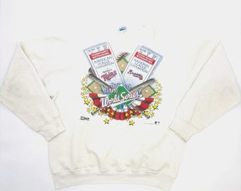 Vintage 1991 World Series Sweatshirt Salem Sportswear Männer Große USA Braves Zwillinge