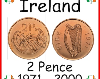Irlandzka moneta 2 pensy – era dziesiętna (1971–2000) – zabytkowa waluta Irlandii